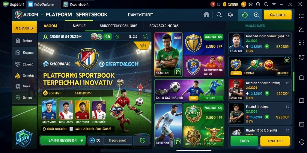 Tampilan screenshot A200M menampilkan fitur sportsbook yang menarik.