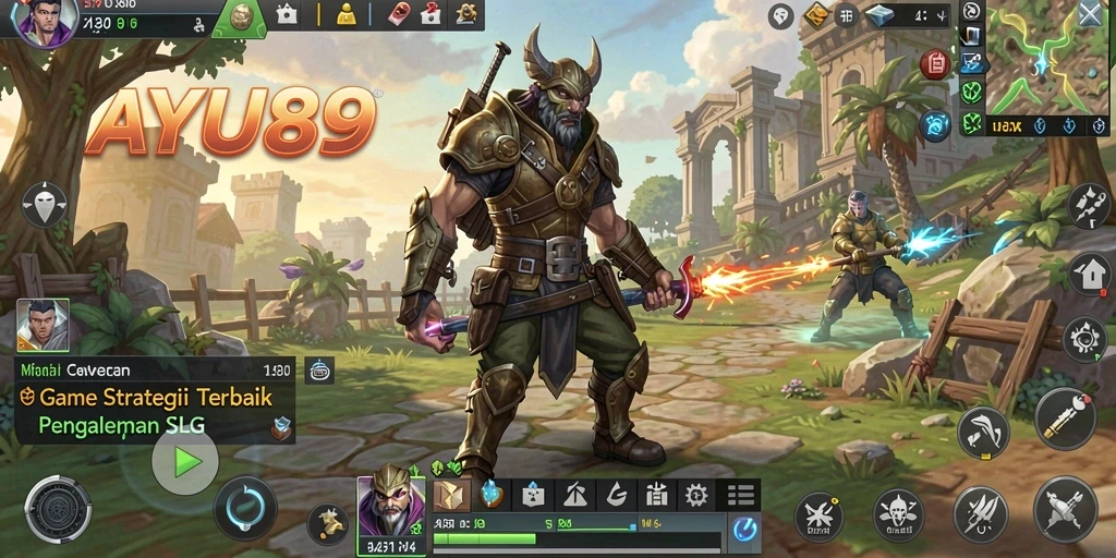 Screenshot menunjukkan aksi seru gameplay AYU89 dengan pertempuran strategis.