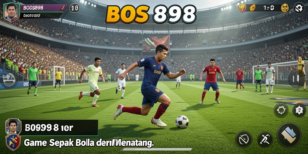 Tampilan gameplay yang menegangkan dalam dunia sepak bola.