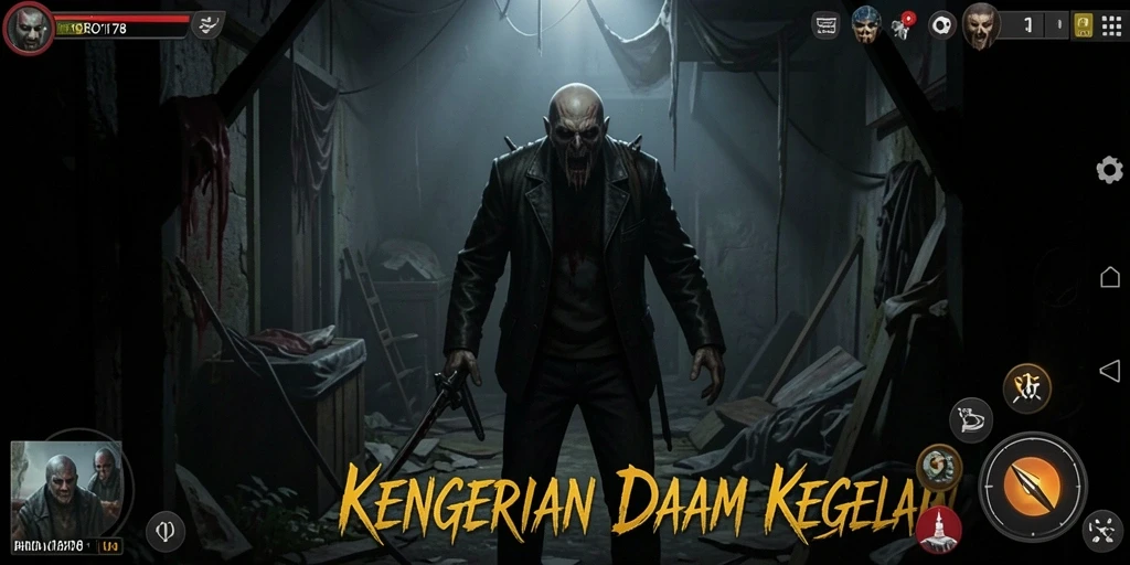 Tangkapan layar gameplay menakutkan dari BRO178 yang menunjukkan suasana kelam.