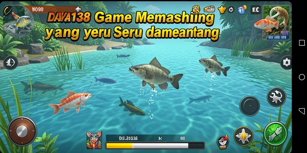 Screenshot DAYA138 menunjukkan pemain menangkap ikan dengan alat pancing yang canggih.