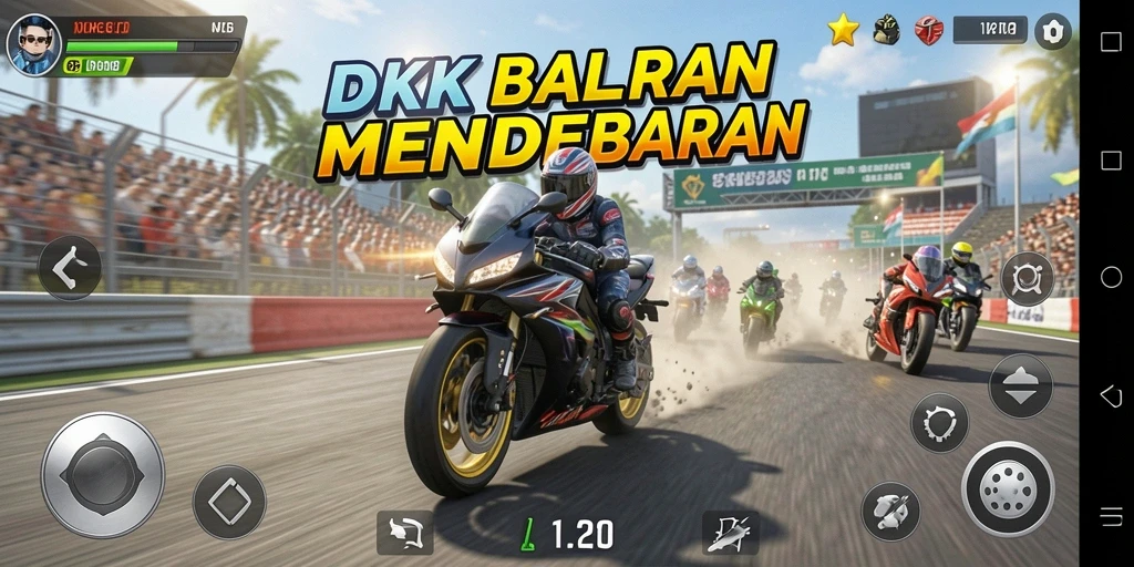 Tampilan gameplay DKK yang menegangkan saat balapan motor.