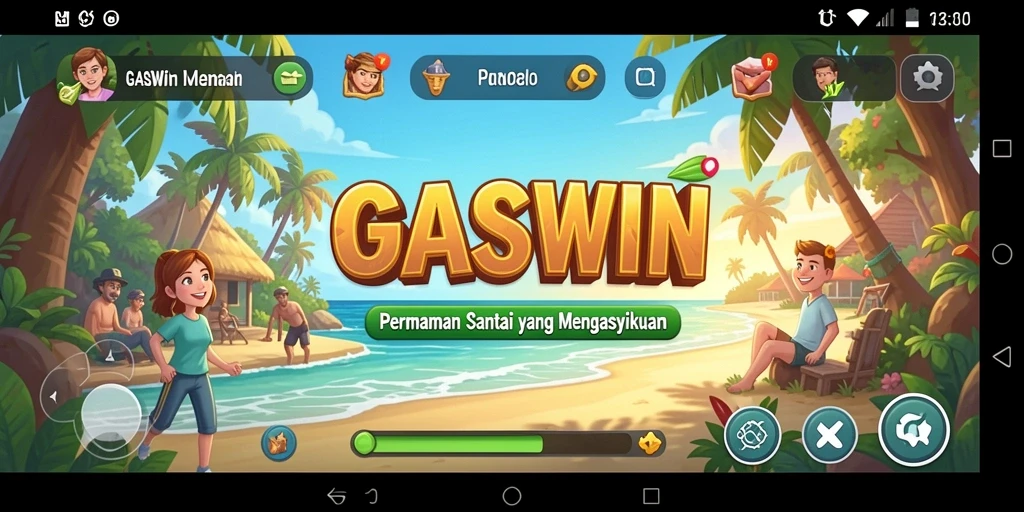 Tampilan gameplay GASWIN yang ceria dan mengasyikkan.