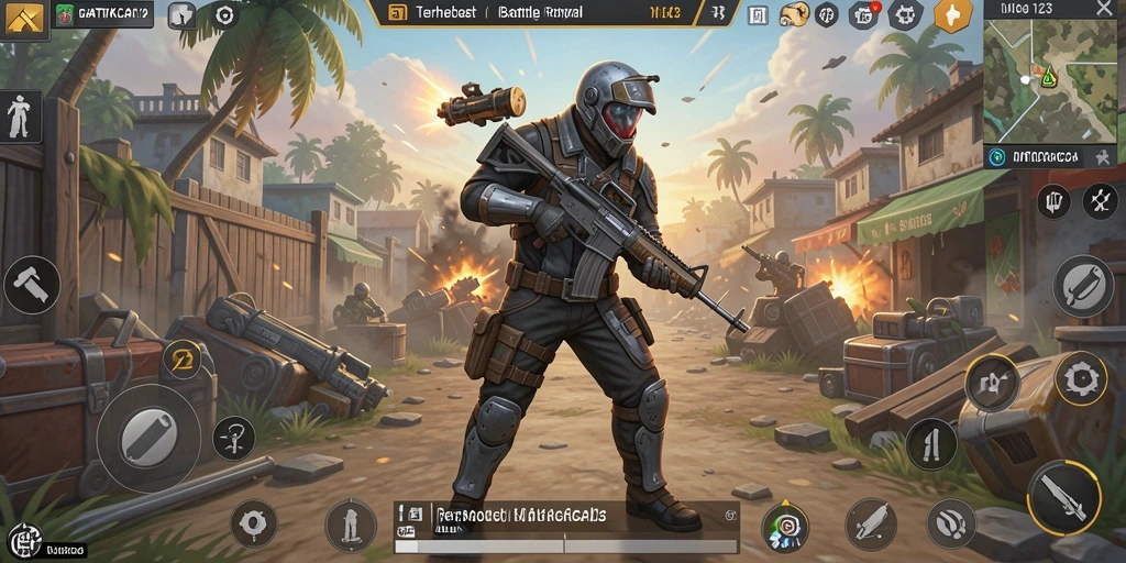 Tampilan gameplay GATOTKACA123 dalam aksi seru Battle Royale.