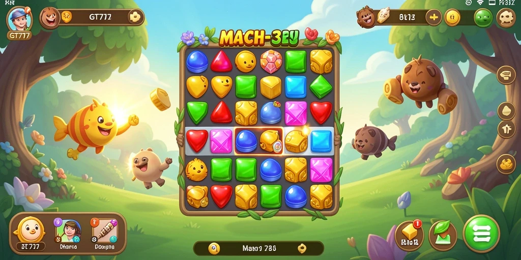 Tangkapan layar GT777 menampilkan gameplay seru dengan kombinasi warna-warni yang menawan.