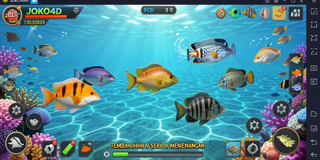 Tampilan gameplay JOKO4D yang seru saat menangkap ikan.