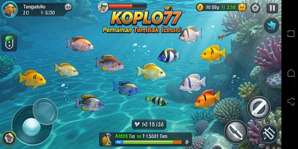 Tangkapan layar KOPLO77 menampilkan aksi seru dalam menembak ikan.