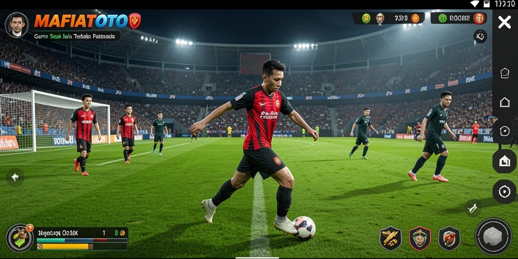 Tampilan gameplay MAFIATOTO dengan aksi sepak bola yang seru.