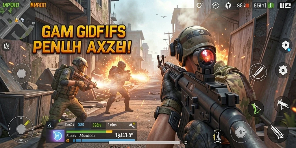 Screenshot menampilkan aksi intens dalam permainan FPS MPOID.