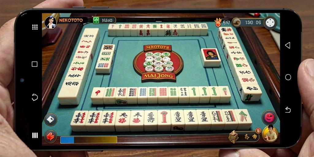 Screenshot NEKOTOTO menampilkan gameplay Mahjong yang seru dan menarik.