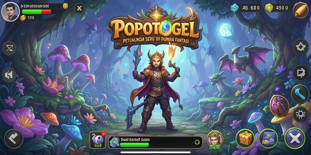 Tampilan gameplay seru dengan karakter dan monster dari POPOTOGEL.