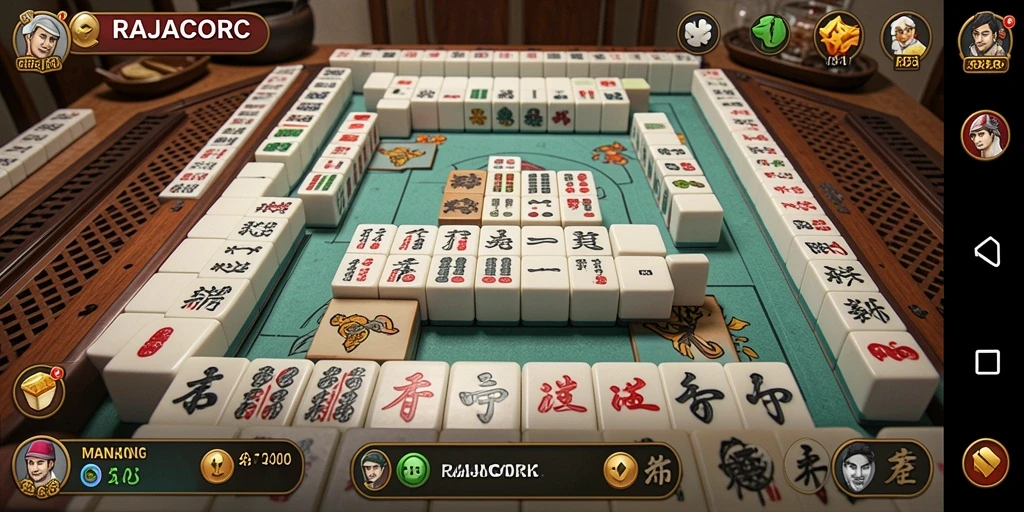 Screenshot gameplay RAJACORC menampilkan aksi seru Mahjong.